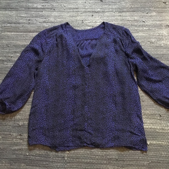 Joie 100% Silk Cheetah Print Top Cobalt Blue M/L - Picture 1 of 9